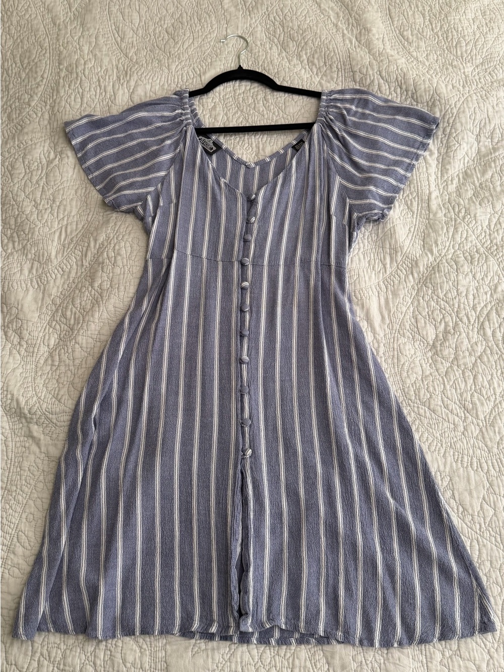 Striped Blue Button-Front Women’s Dress